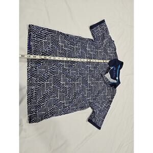 Robert Graham Mens Polo Shirt Medium Blue Geometric Pattern